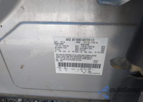 2016 Lincoln Mkx Black Label z USA, uszkodzony, nr VIN 2LMPJ7JP9GBL55709